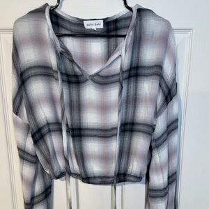 Bella Dahl Cropped long sleeve flannel print top XS